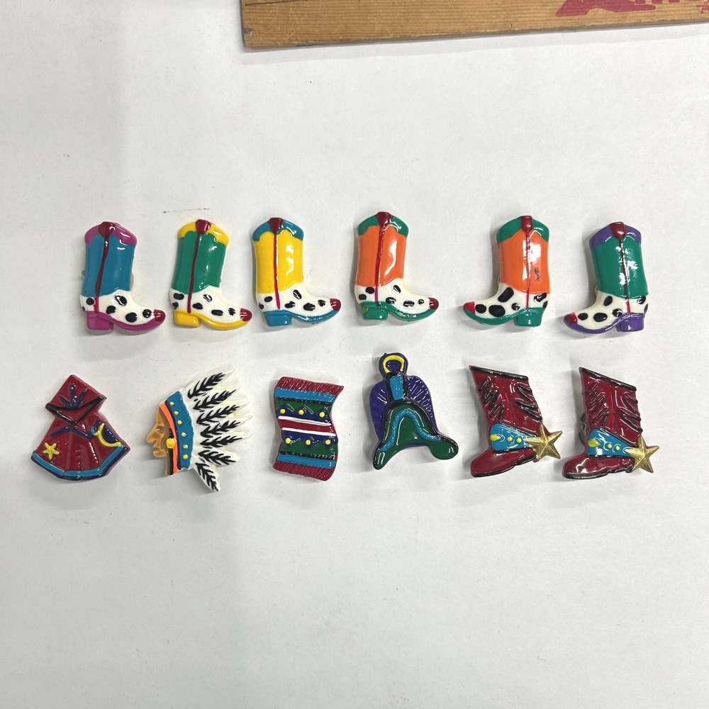 Vintage Western Button Covers Lot 12 Cowboy Boot Rodeo Southwestern Rodeo Shirt